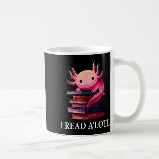 Funny Axolotl Book Lover Librarian Reading Library コーヒーマグカップ (右)