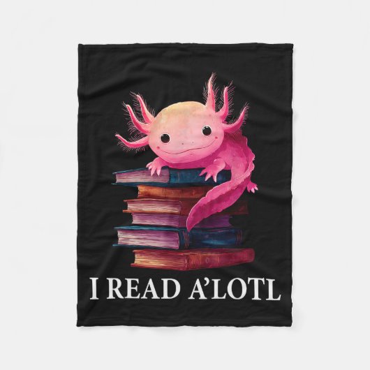 Funny Axolotl Book Lover Librarian Reading Library フリースブランケット (正面)