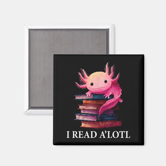 Funny Axolotl Book Lover Librarian Reading Library マグネット (正面/裏面)