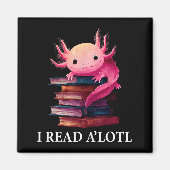 Funny Axolotl Book Lover Librarian Reading Library マグネット (正面)