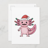 Funny Axolotl Christmas Santa Hat Xmas Outfit シーズンポストカード (正面/裏面)