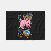 Funny Axolotl Dreidel Menorah Hanukkah Kids Womens フリースブランケット (正面(横))