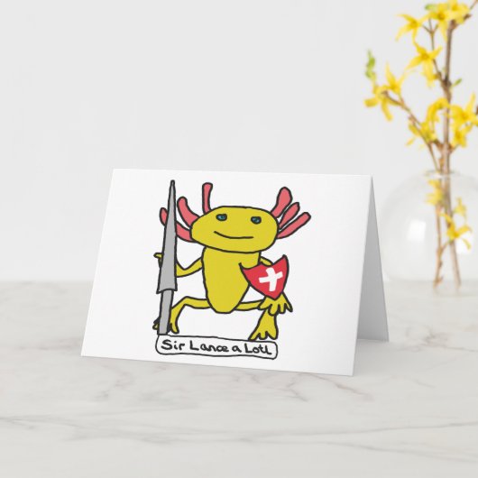 Funny Axolotl Knight カード (黄色い花)