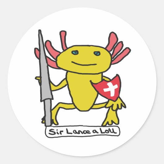 Funny Axolotl Knight ラウンドシール (正面)
