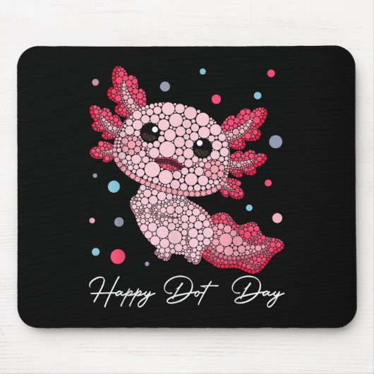 Funny Axolotl Lovers Polka Dot Art Student Happy D マウスパッド (正面)