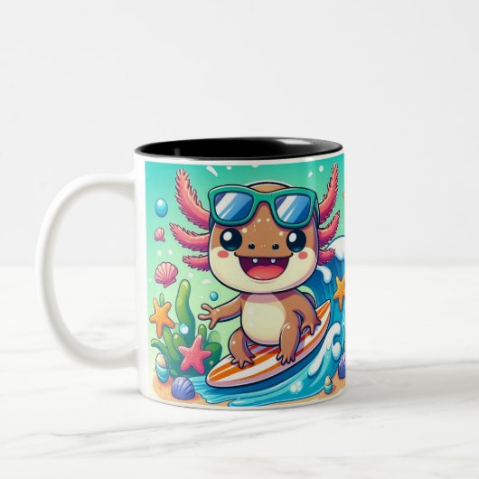 funny Axolotl MUG Kids ツートーンマグカップ (左)