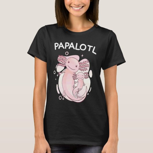 funny axolotl pregnancy announcement papalotl papa tシャツ (正面)