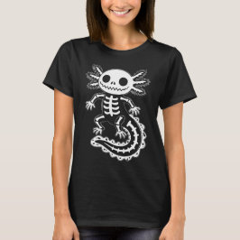 Funny Axolotl Skeleton Halloween Spooky Skull Tシャツ