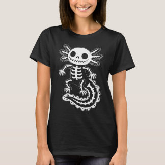 Funny Axolotl Skeleton Halloween Spooky Skull Tシャツ