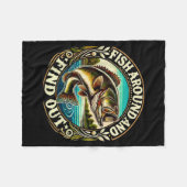 Funny B Fishing Men Dad Grandpa Fishing Lovers Ent フリースブランケット (正面(横))