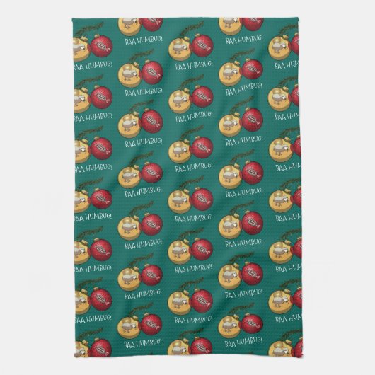 Funny Baa Humbug Sheep Christmas Cartoon Pattern キッチンタオル (縦)