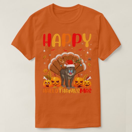 Funny Baboon Animal Lover Happy Baboon HelloThanks Tシャツ (デザイン正面)