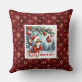Funny Baby Deer Snowy Forest Kids Gift Christmas  クッション (裏面)