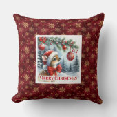 Funny Baby Deer Snowy Forest Kids Gift Christmas  クッション (正面)