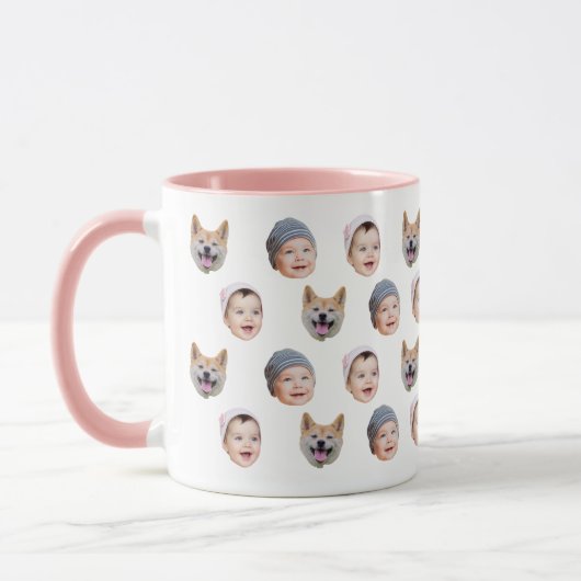 Funny Baby Face Mug, Upload 3 Photos マグカップ (左)