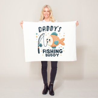 Funny Baby Fish | Daddy's Fishing Buddy Cute フリースブランケット