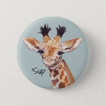 Funny Baby Giraffe Personalized 缶バッジ<br><div class="desc">cute baby giraffe personalized button. Original artwork by Komila Y.</div>