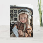 Funny Baby Pilot Birthday Cute Aviation Humor カード (正面)