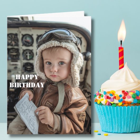 Funny Baby Pilot Birthday Cute Aviation Humor Card カード