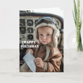 Funny Baby Pilot Birthday Cute Aviation Humor Card カード (正面)