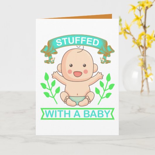 Funny baby stuffed add message  カード (黄色い花)