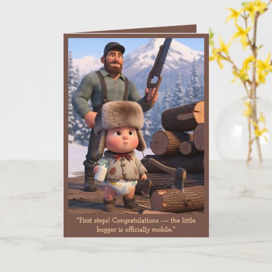 Funny Baby's First Steps Card カード (黄色い花)