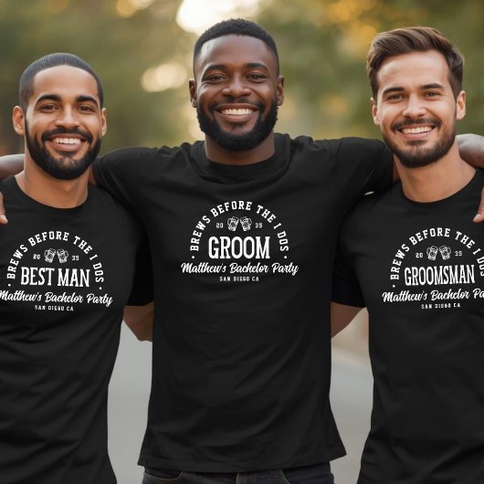 Funny Bachelor Party Brews Before I Dos Groom Beer Tシャツ