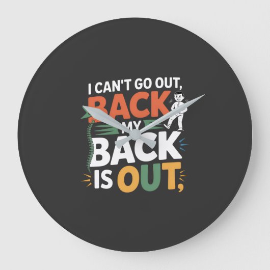 Funny Back Pain Chiropractic Quote ラージ壁時計 (正面)