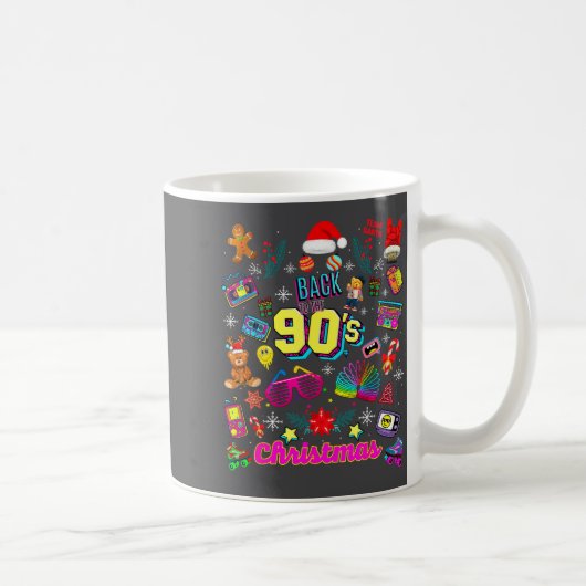 Funny Back To 90's Christmas Nostalgia Quotes Grap コーヒーマグカップ (右)
