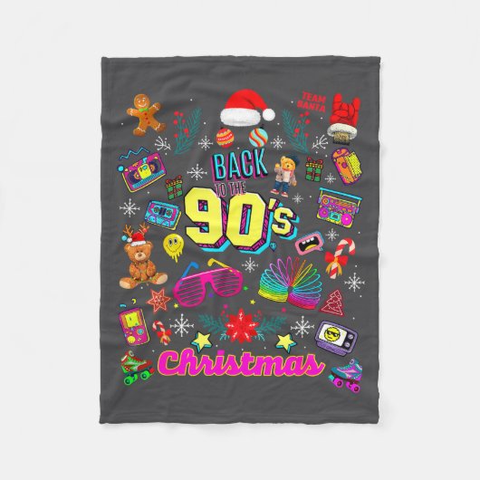 Funny Back To 90's Christmas Nostalgia Quotes Grap フリースブランケット (正面)