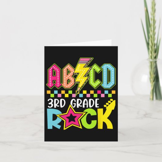 Funny Back To School Lightning Bolt 3rd Grade Rock カード (正面)