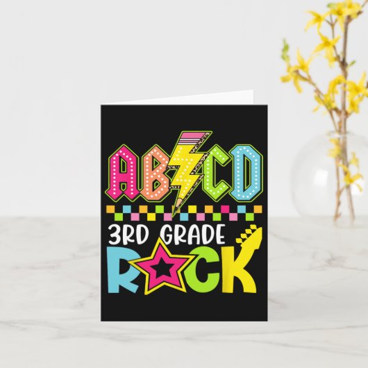 Funny Back To School Lightning Bolt 3rd Grade Rock カード (黄色い花)