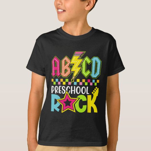 Funny Back To School Lightning Bolt Preschool Rock Tシャツ (正面)