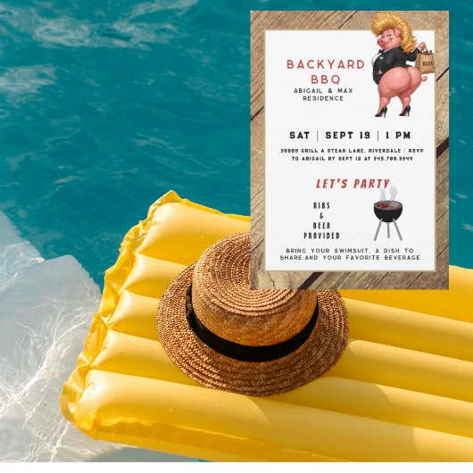 Funny Backyard BBq & Pool Party 招待状