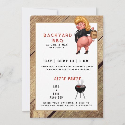 Funny Backyard BBq & Pool Party 招待状 (正面)