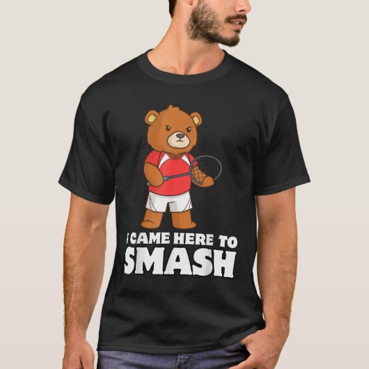 Funny Badminton Competitive Bear Player Smasher Tシャツ (正面)