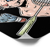 Funny Badminton Devon Rex Cat Shuttle  ポスター (角)