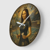 Funny Badminton Mona Lisa Shuttlecock Gift ラージ壁時計 (傾斜)