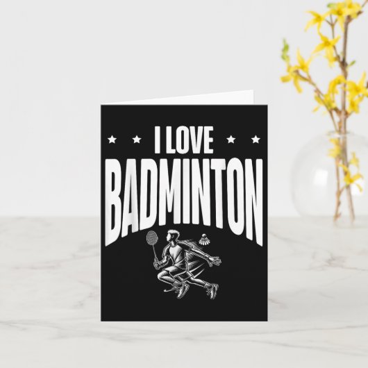Funny Badminton Player Love Shuttle Design 1  カード (黄色い花)