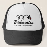 Funny badminton shuttlecock sports Trucker Hat キャップ<br><div class="desc">Funny badminton shuttlecock sports Trucker Hat. Cool cap for player or coach. Fun Birthday party gift for friends and family. Sporty design with whimsical shuttle dink shot.</div>