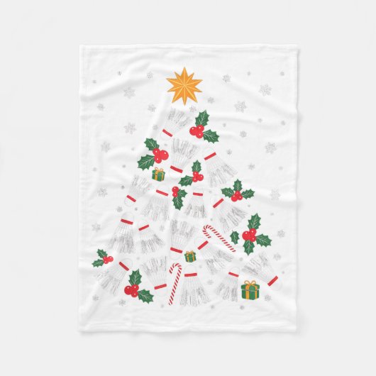 Funny Badminton Xmas Tree Lights Santa Men Women C フリースブランケット (正面)