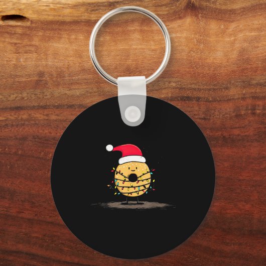 Funny Bagel Christmas Graphics Lights Lover キーホルダー (正面)