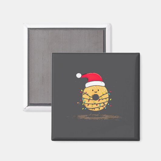 Funny Bagel Christmas Graphics Lights Lover  マグネット (正面/裏面)