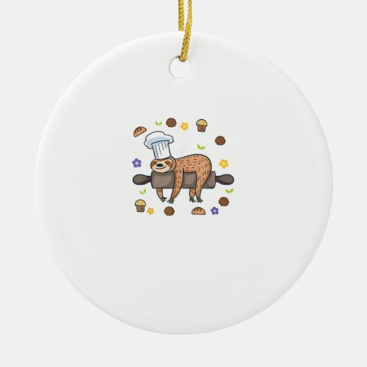 Funny Baking Gifts - Sloth Baker Cupcake Lover - B セラミックオーナメント (正面)