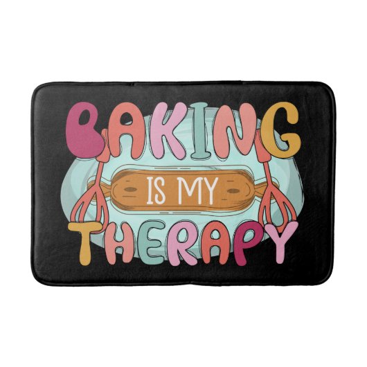 Funny baking therapy word art バスマット (正面)