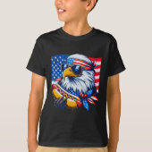 Funny Bald Eagle Hotdog American Flag 4th Of July  Tシャツ (正面)