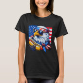 Funny Bald Eagle Hotdog American Flag 4th Of July  Tシャツ (正面)