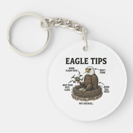 Funny Bald Eagle Tips Nature Survival Humor キーホルダー (正面)
