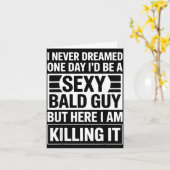 Funny Bald Man Art For Men Boys Bald Dad Bald Guy  カード (黄色い花)