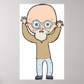 Funny Bald Quirky Old Man with Beard ポスター (正面)